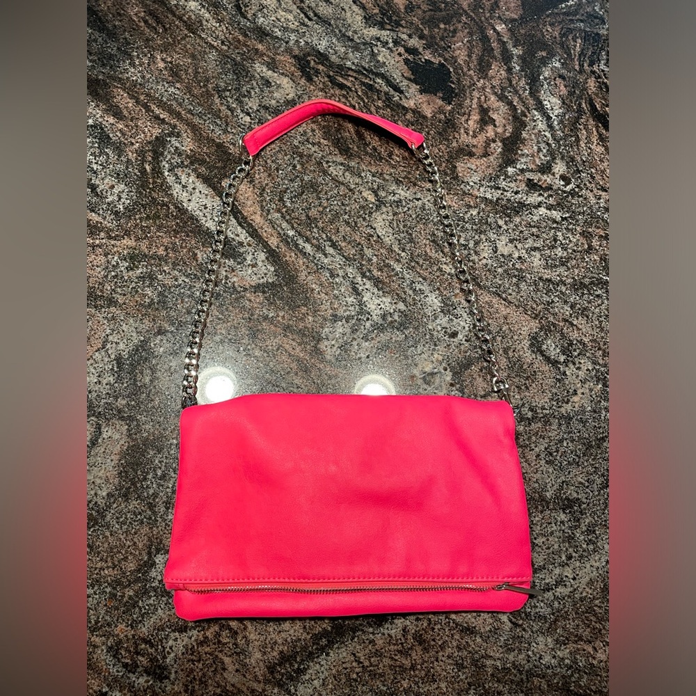 Express Hot Pink Shoulder Bag with Chain Strap